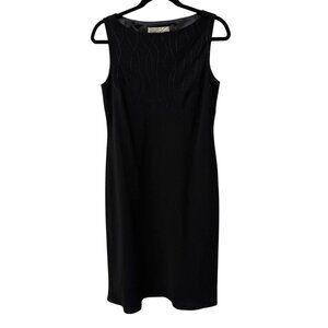 EVAN PICONE DRESS VINTAGE EMBROIDERED SHIFT BOAT NECK BLACK SIZE 10 LINED FORMAL